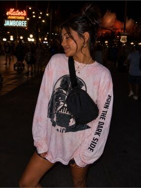 Disney Star Wars Y2K Darth Vader Oversized Pink Tie Dye Long Sleeve Tee XXL